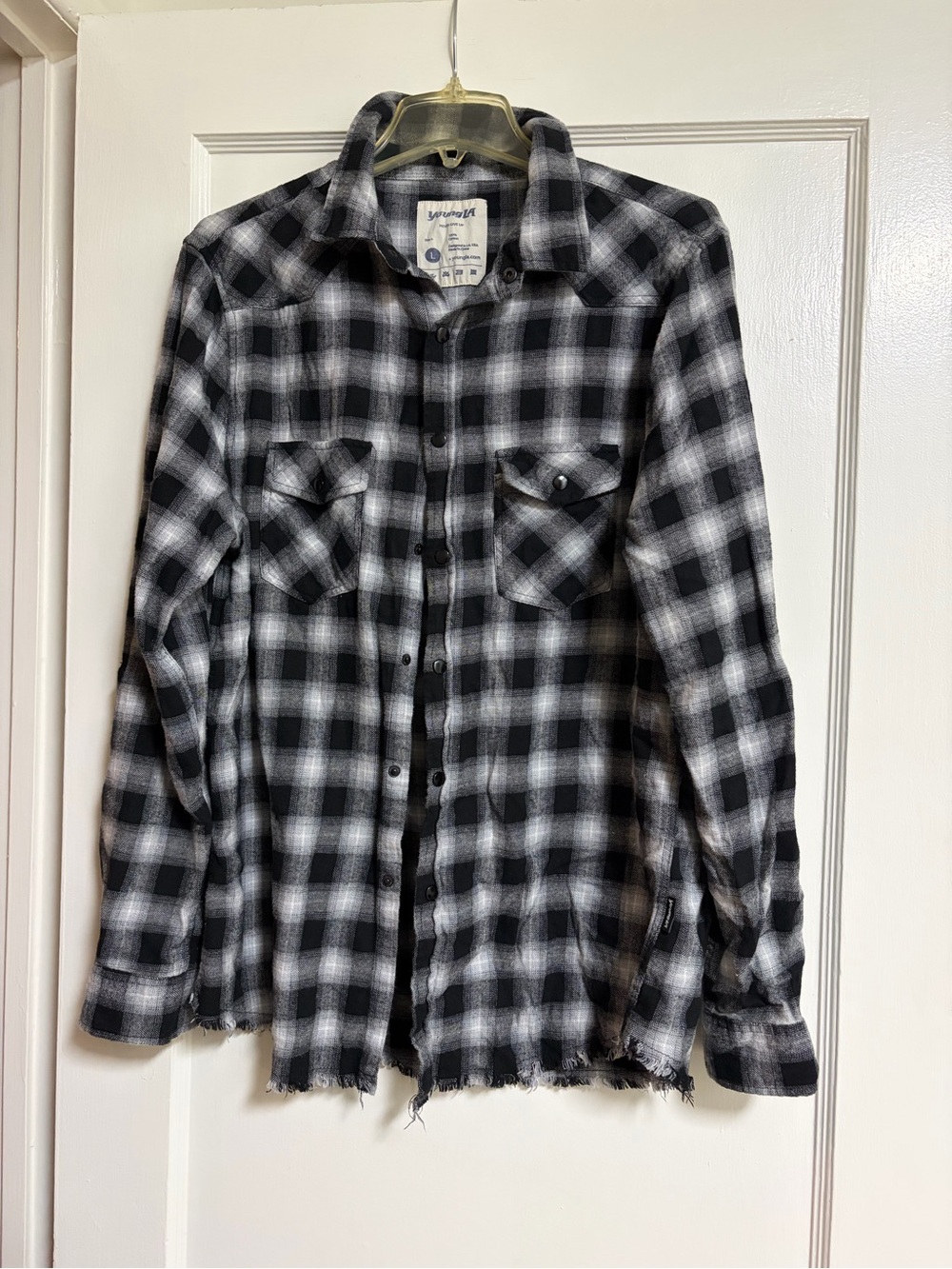 YoungLA Black & White Plaid Button-Down Shirt
